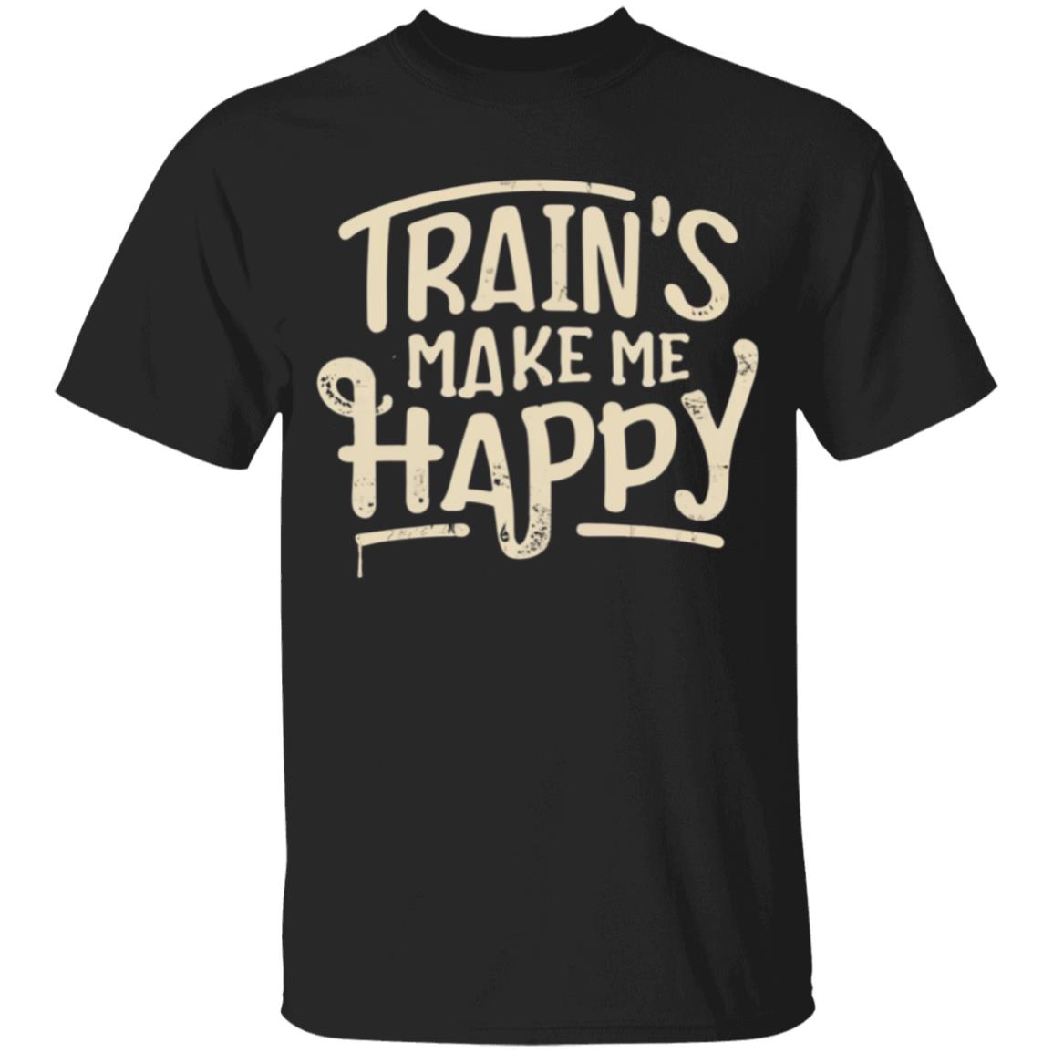 Trains Make me Happy Youth Classic 100% Cotton T-Shirt