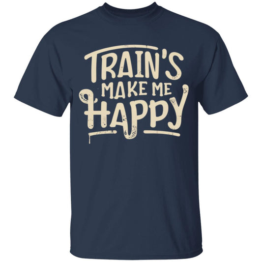 Trains Make me Happy Youth Classic 100% Cotton T-Shirt