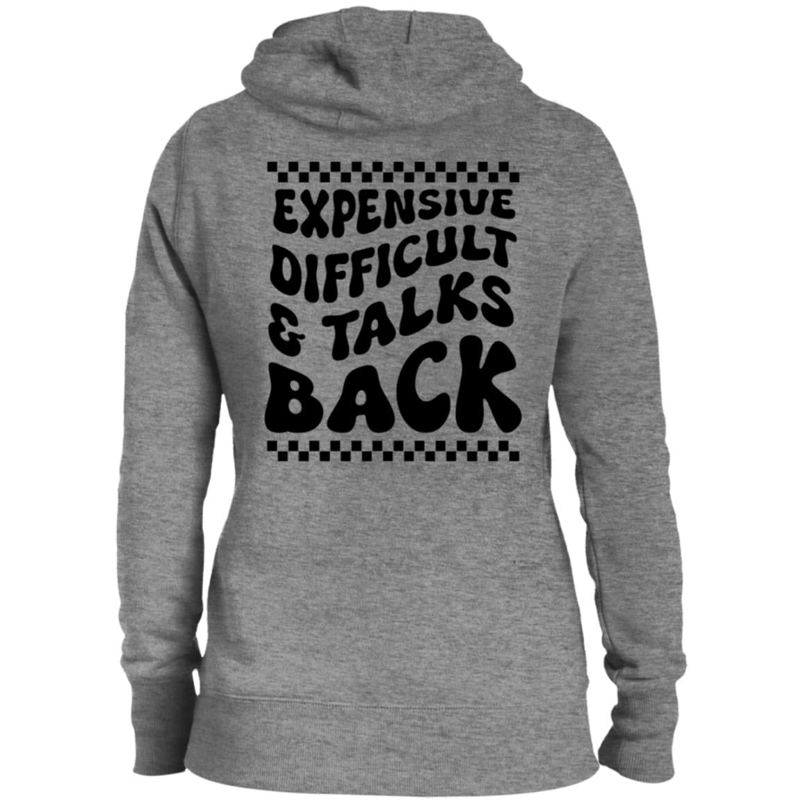 Railroad Wife Expensive, Difficult, and Talks Back Ladies' Pullover Hooded Sweatshirt