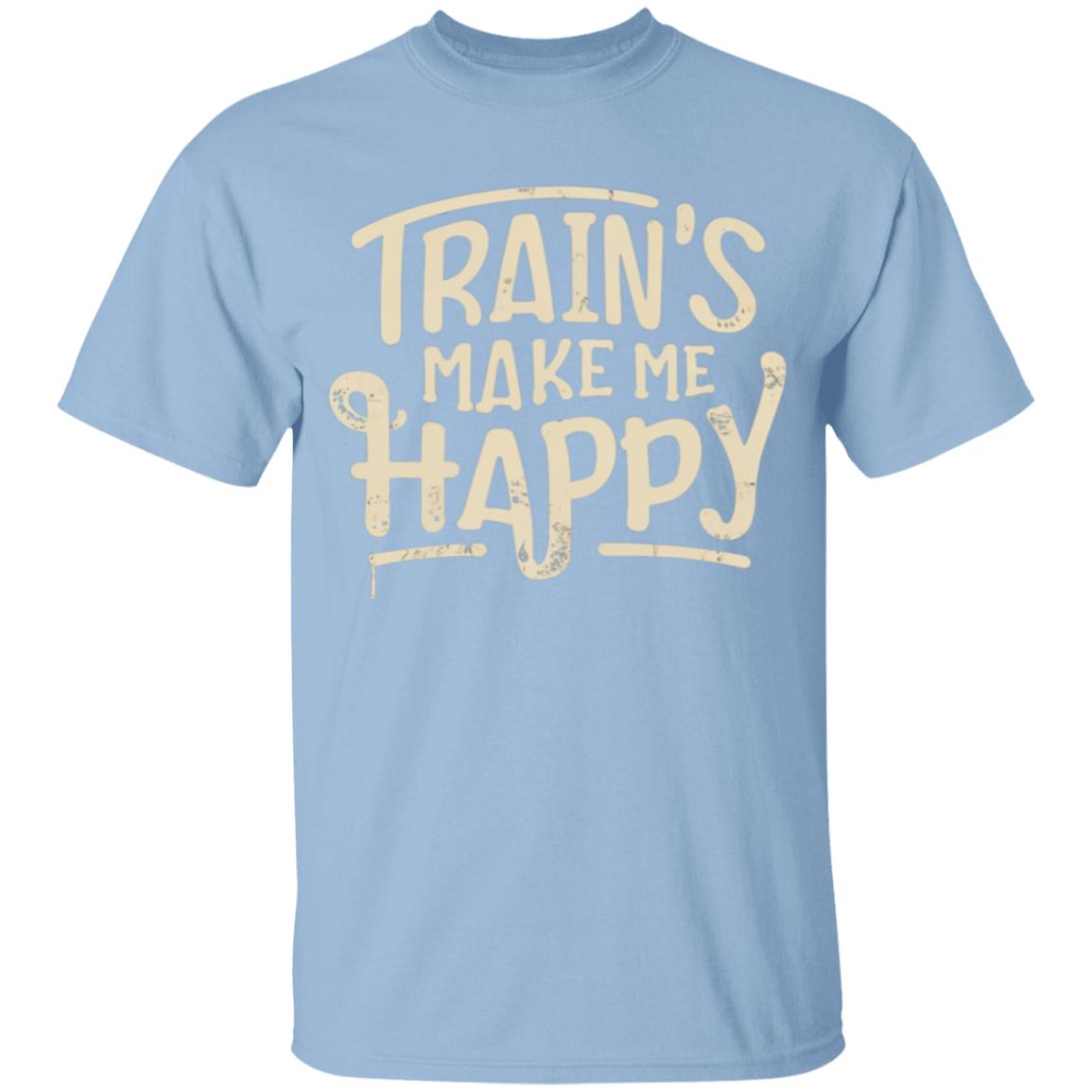 Trains Make me Happy Youth Classic 100% Cotton T-Shirt