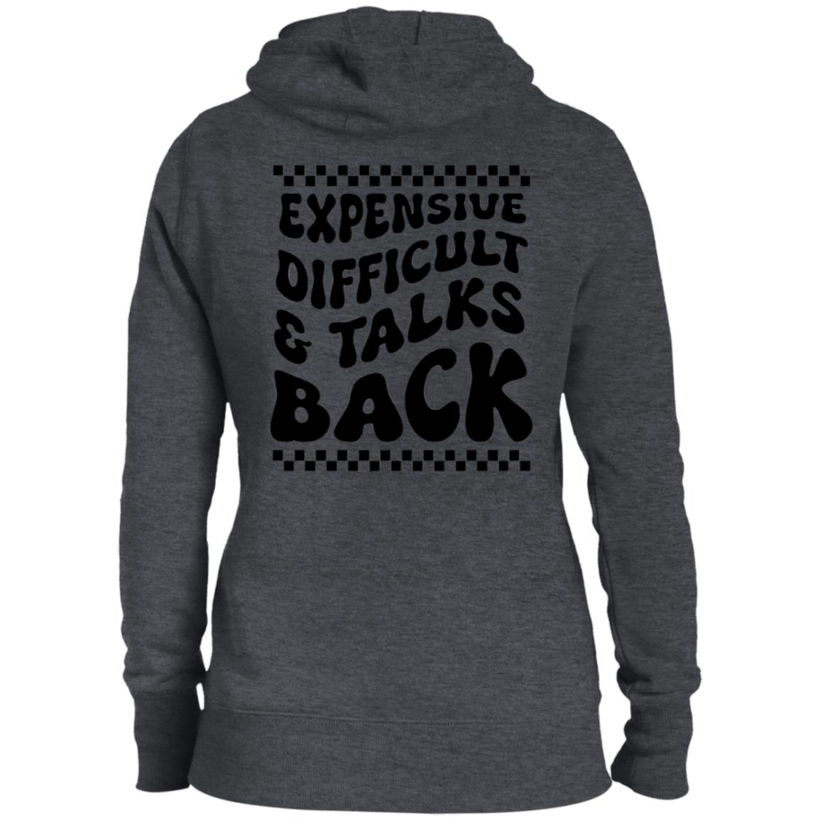 Railroad Wife Expensive, Difficult, and Talks Back Ladies' Pullover Hooded Sweatshirt