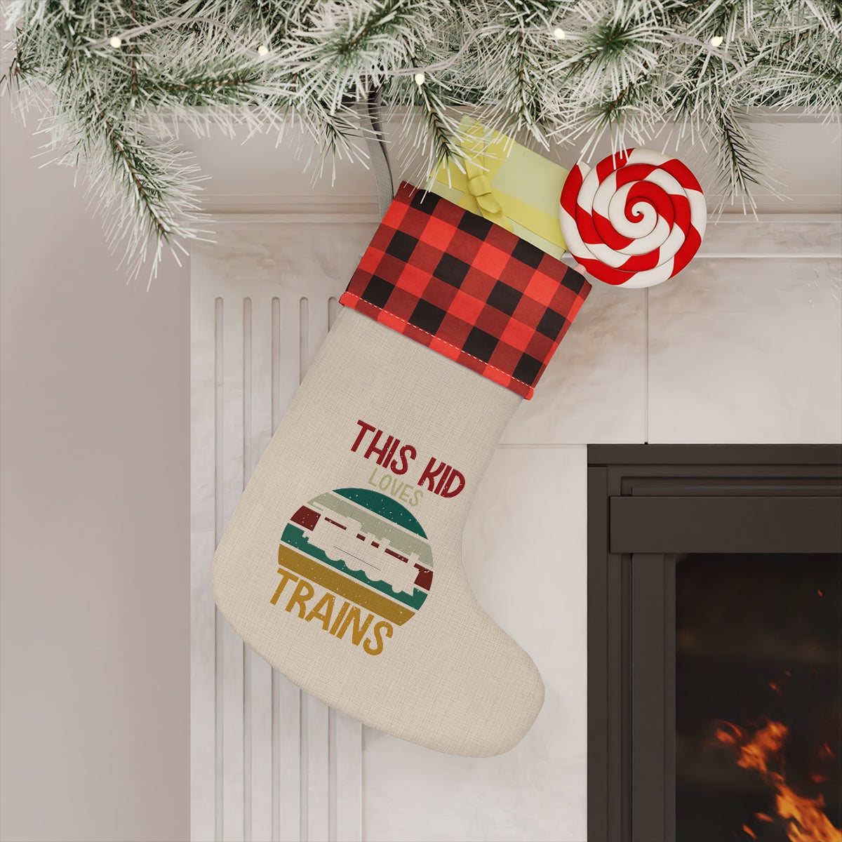 This Kid Loves Trains Christmas Stocking - Broken Knuckle Apparel