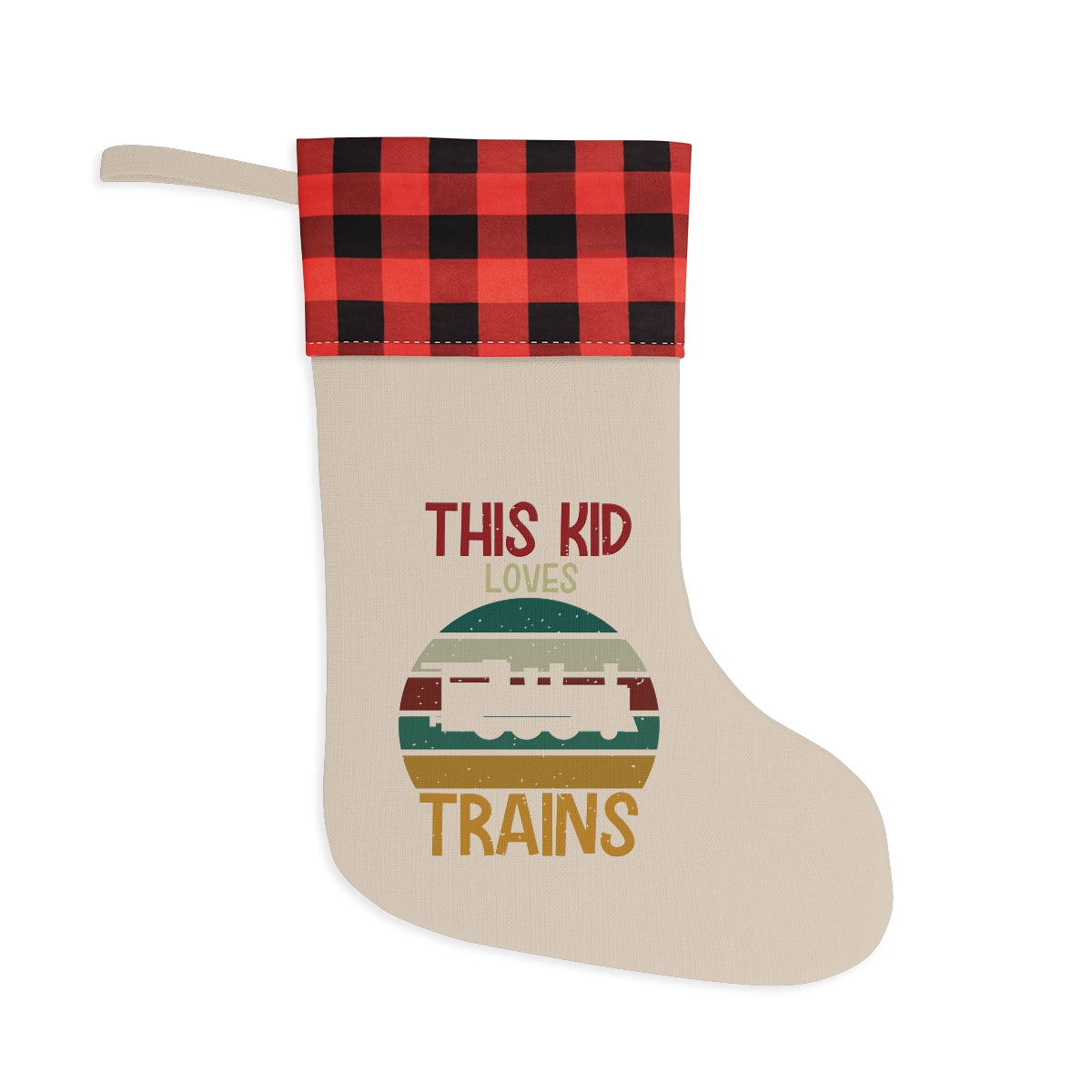 This Kid Loves Trains Christmas Stocking - Broken Knuckle Apparel
