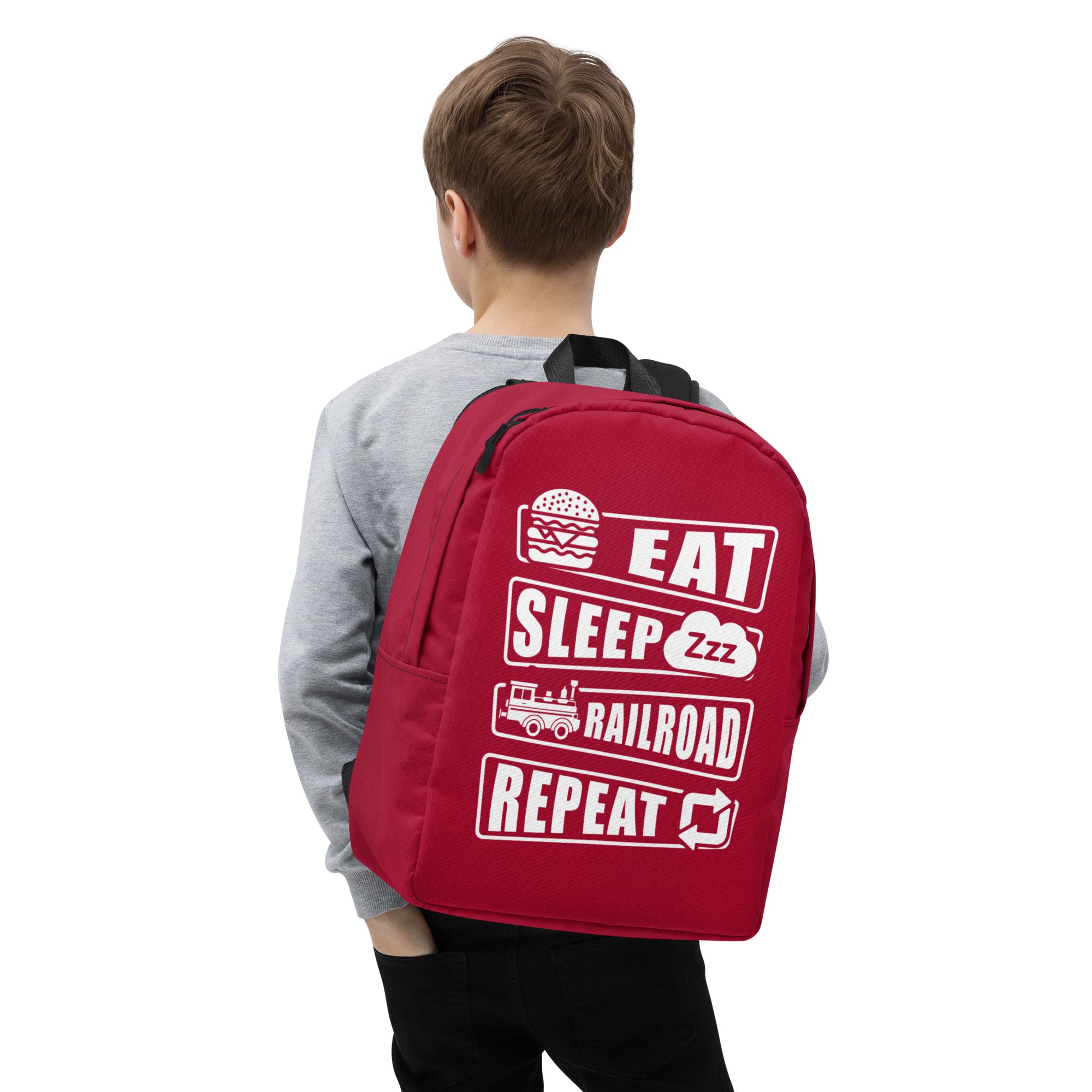 Eat Sleep Railroad Repeat Minimalist Backpack Broken Knuckle Apparel