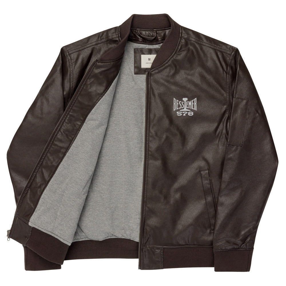 Bessemer and Lake Erie Railroad Leather Bomber Jacket - Broken Knuckle Apparel