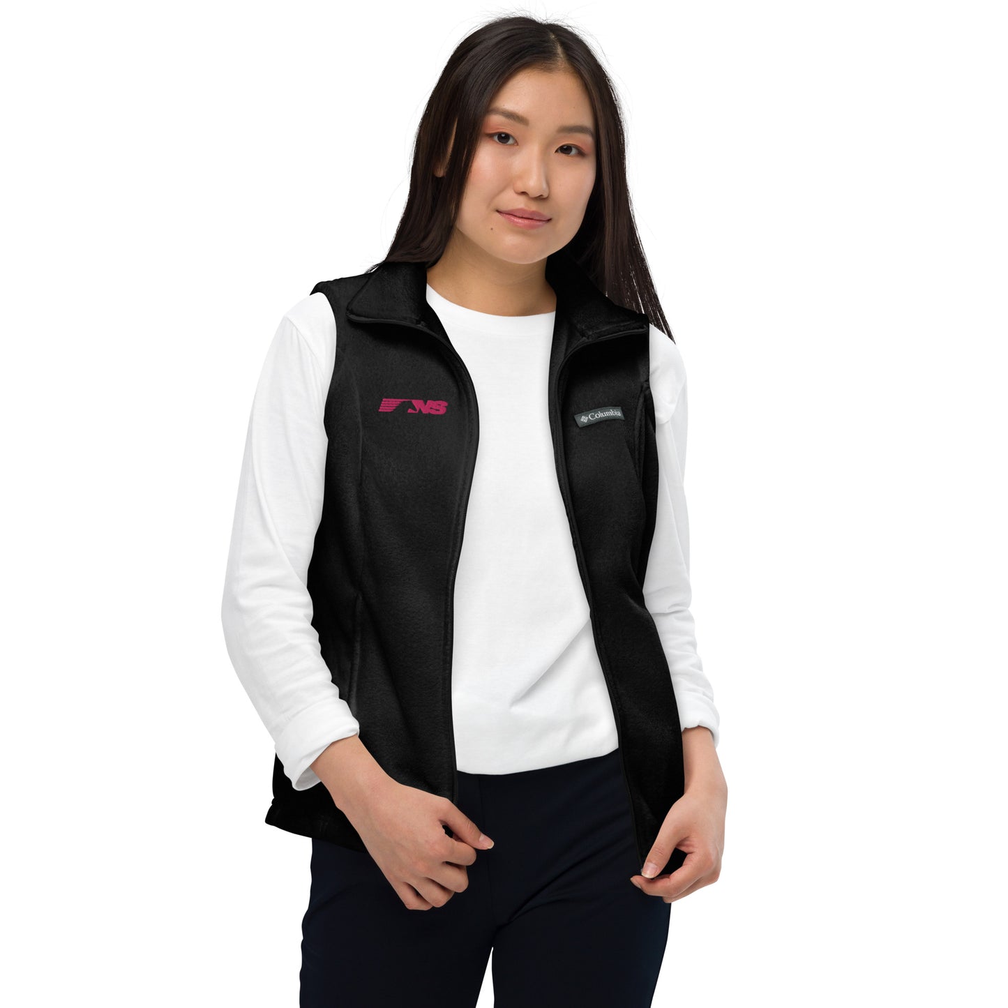 Norfolk Southern Pink Logo Women’s Columbia fleece vest - Broken Knuckle Apparel