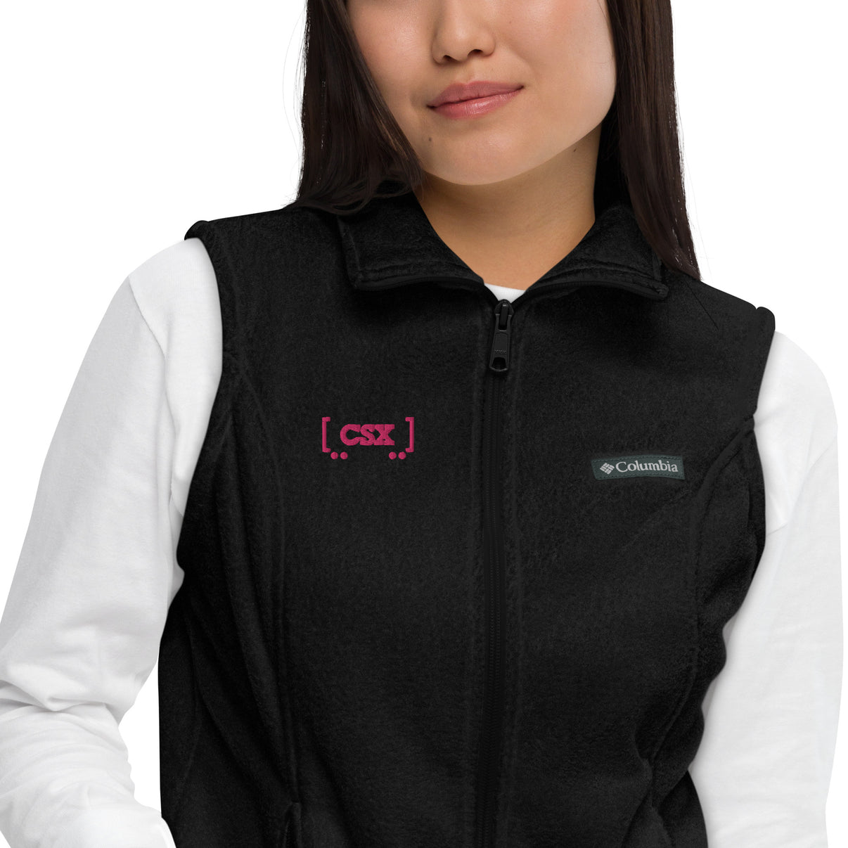 CSX Pink Logo Women’s Columbia fleece vest – Broken Knuckle Apparel