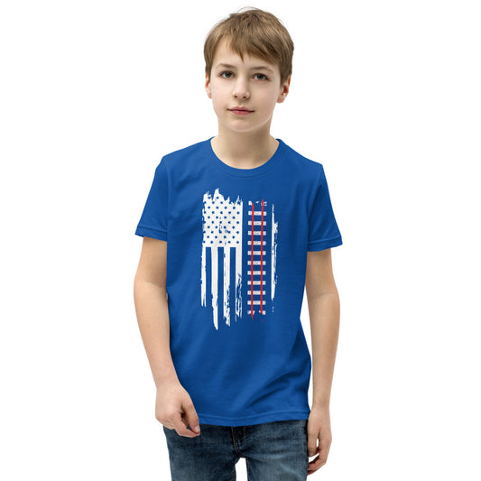 Railroad Tracks American Flag Youth Short Sleeve T-Shirt - Broken Knuckle Apparel